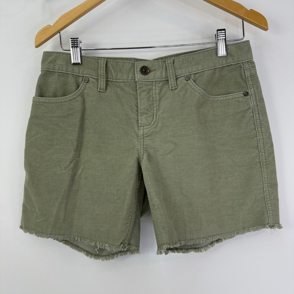 Carve Designs Oahu Shorts Women 0 Sage Green Corduroy Frayed Hem Mid Rise